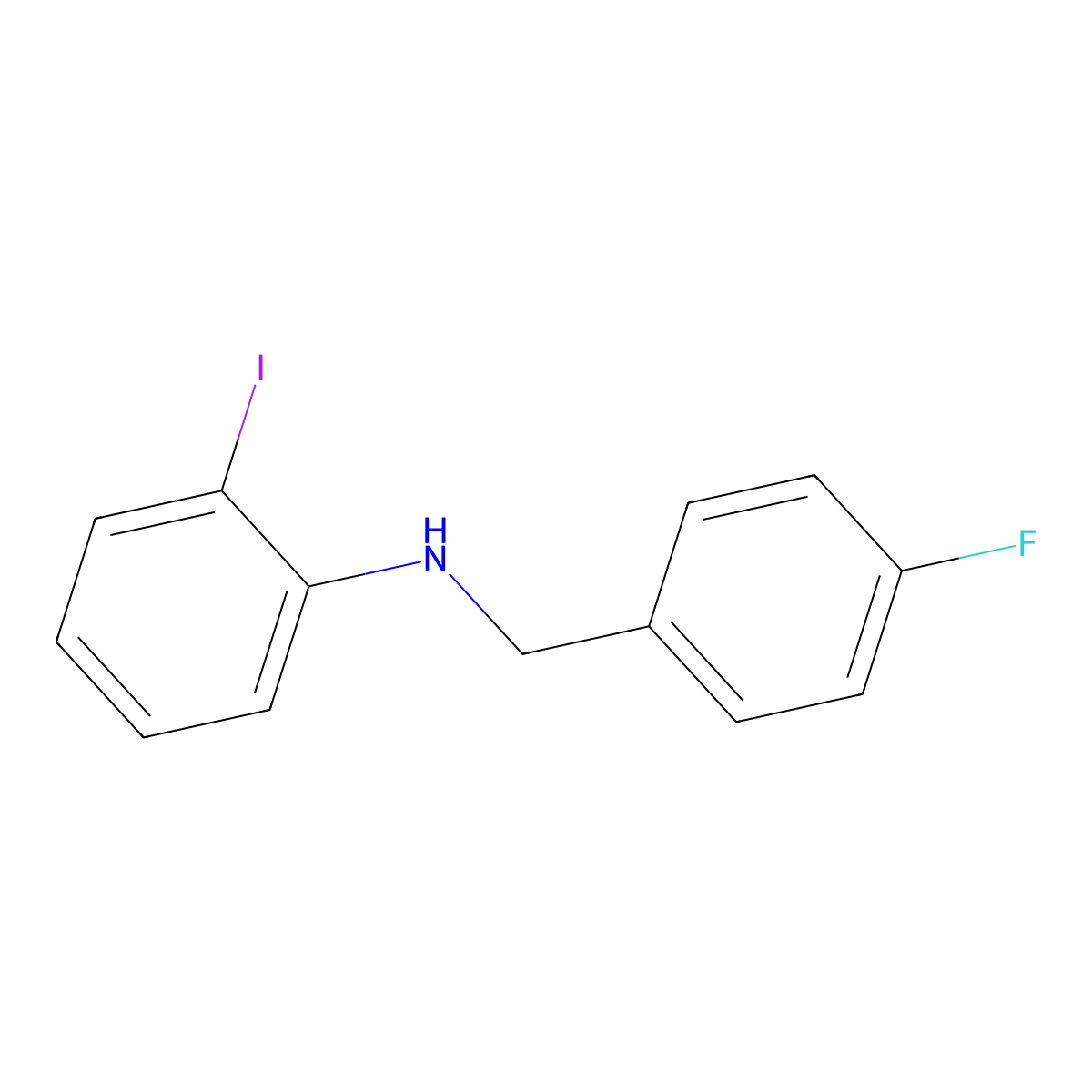 N-(4-Fluorobenzyl)-2-iodoaniline molecular structure, CAS 1040308-57-3