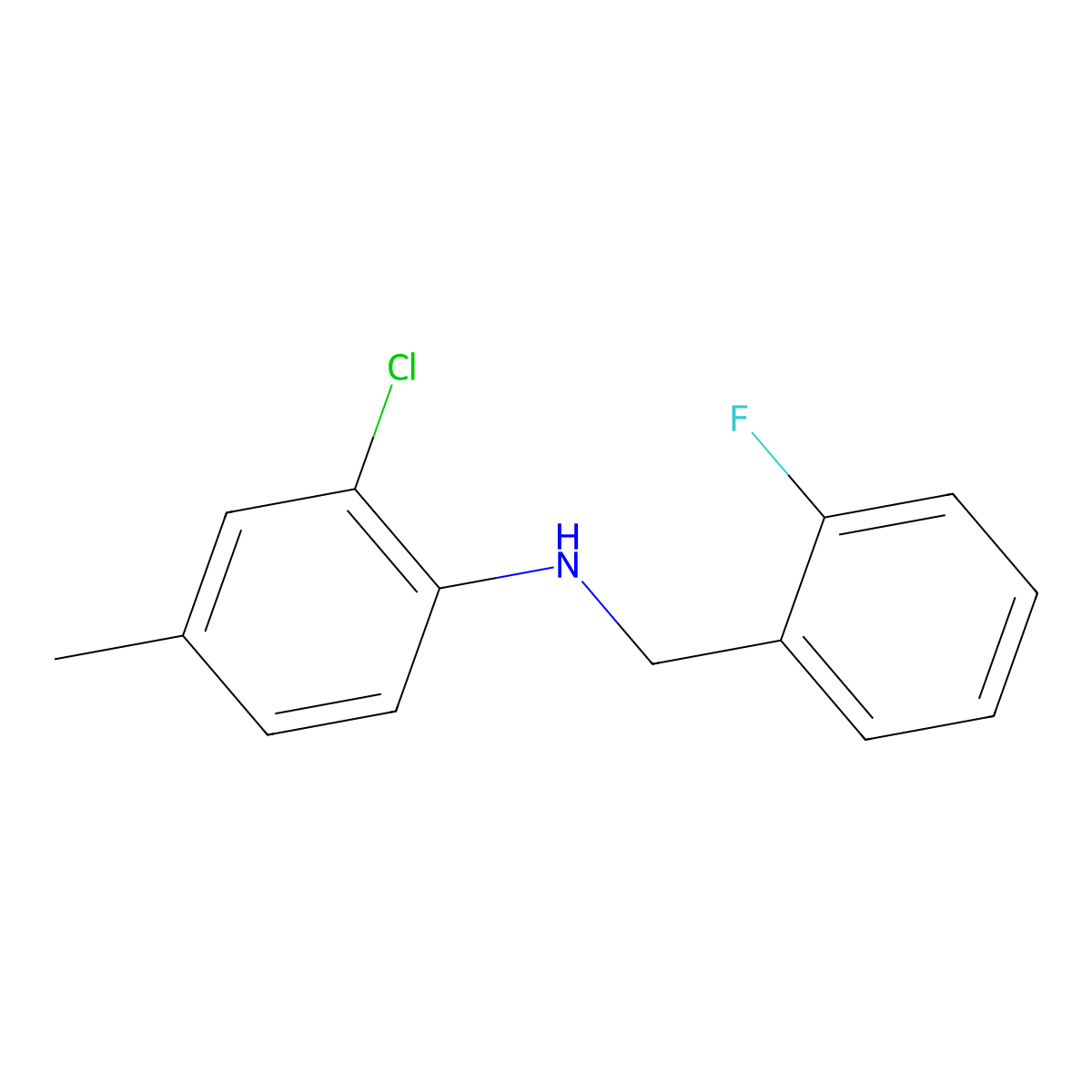 2-Chloro-N-(2-fluorobenzyl)-4-methylaniline molecular structure, CAS 1040309-13-4