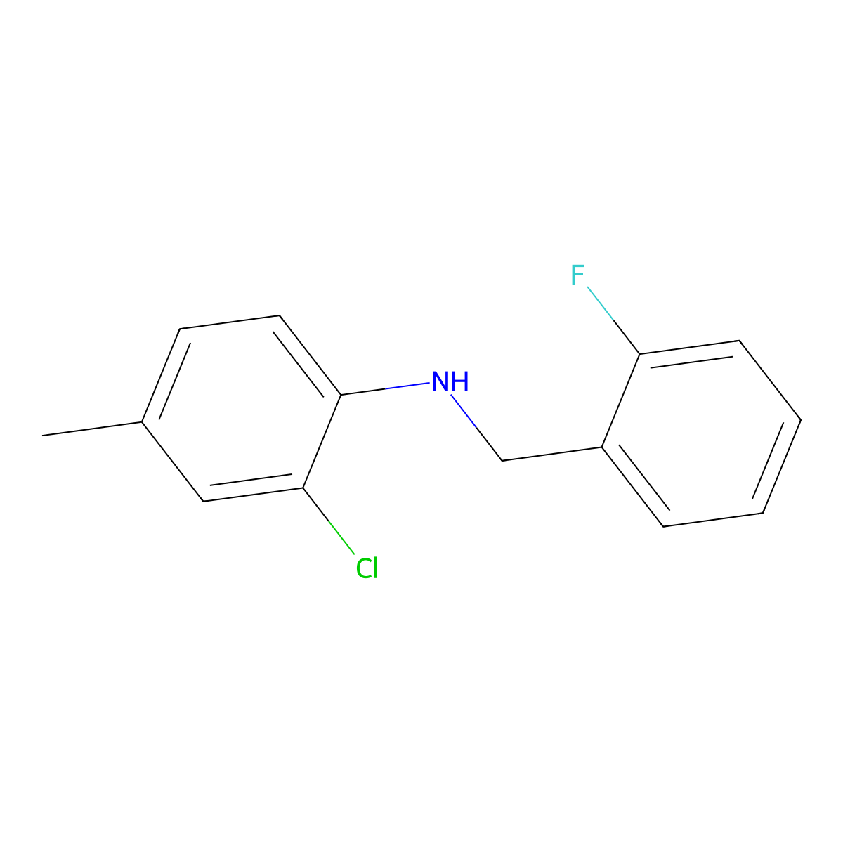 2-Chloro-N-(2-fluorobenzyl)-4-methylaniline molecular structure, CAS 1040309-13-4