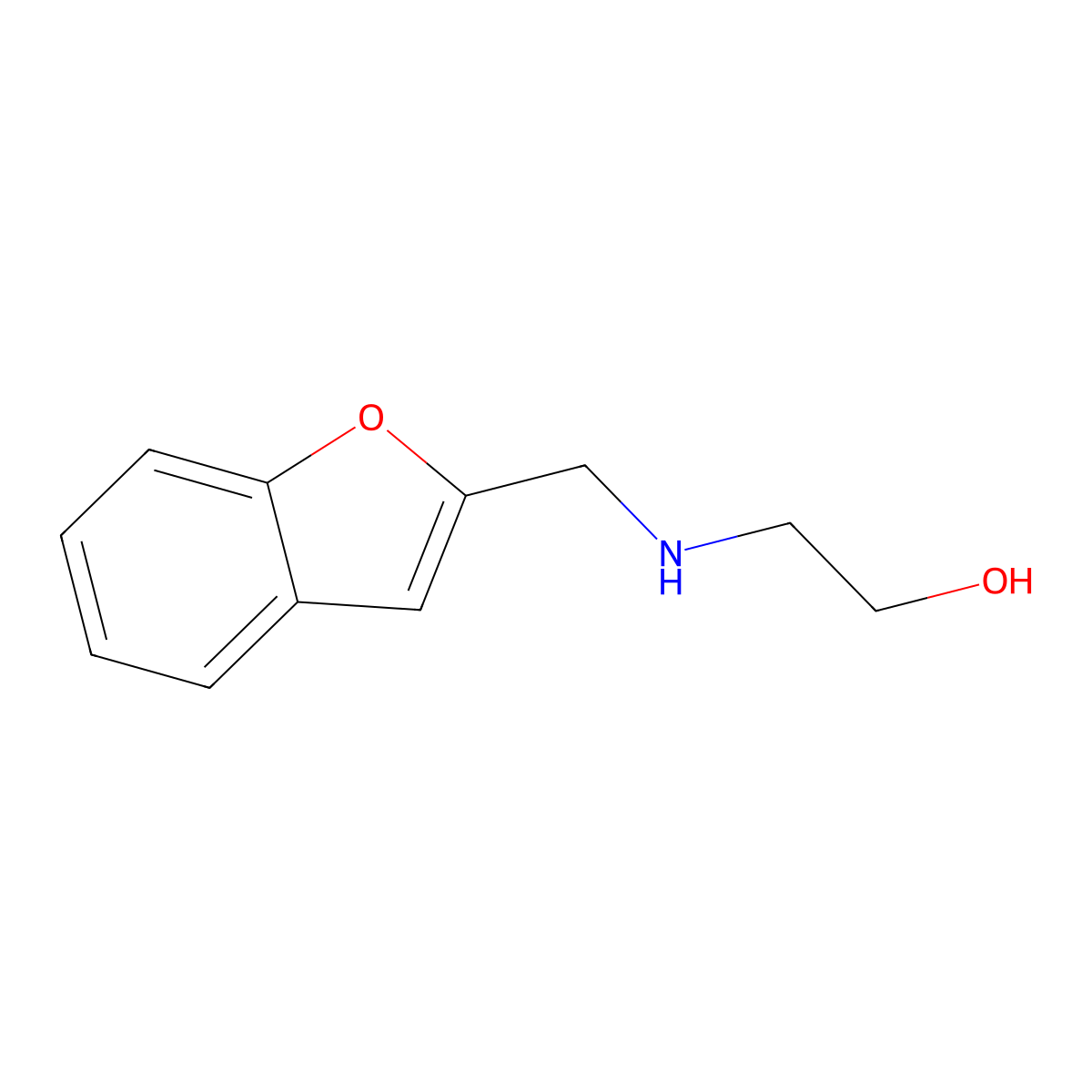 2-{[(1-Benzofuran-2-yl)methyl]amino}ethan-1-ol molecular structure, CAS 1040313-02-7