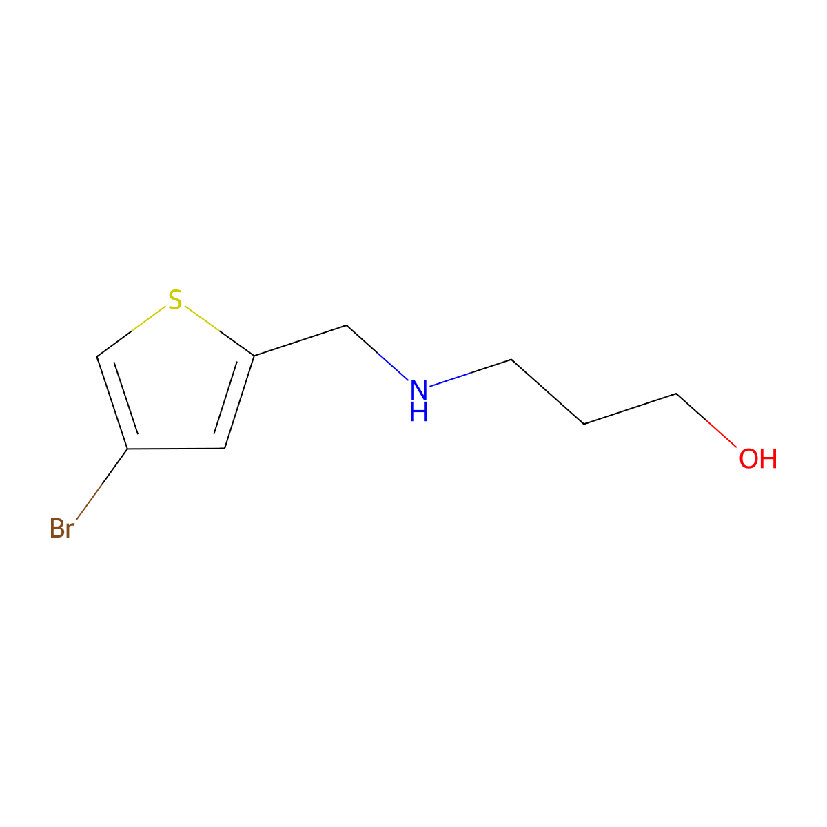 3-{[(4-Bromothiophen-2-yl)methyl]amino}propan-1-ol molecular structure, CAS 1040313-26-5