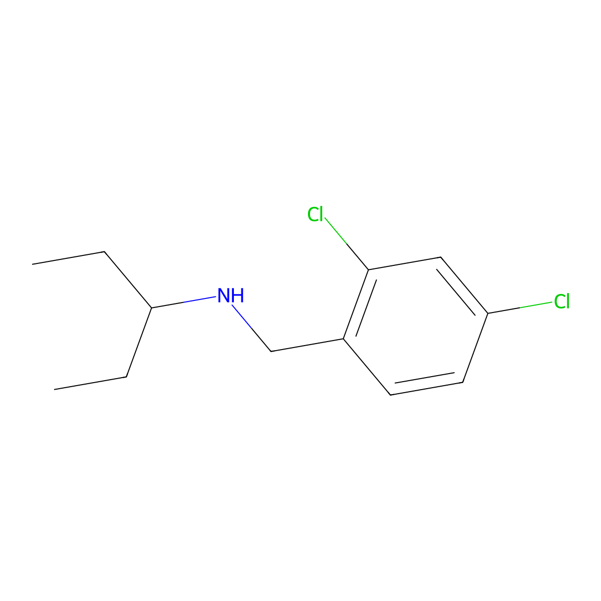 [(2,4-Dichlorophenyl)methyl](pentan-3-yl)amine molecular structure, CAS 1040314-01-9