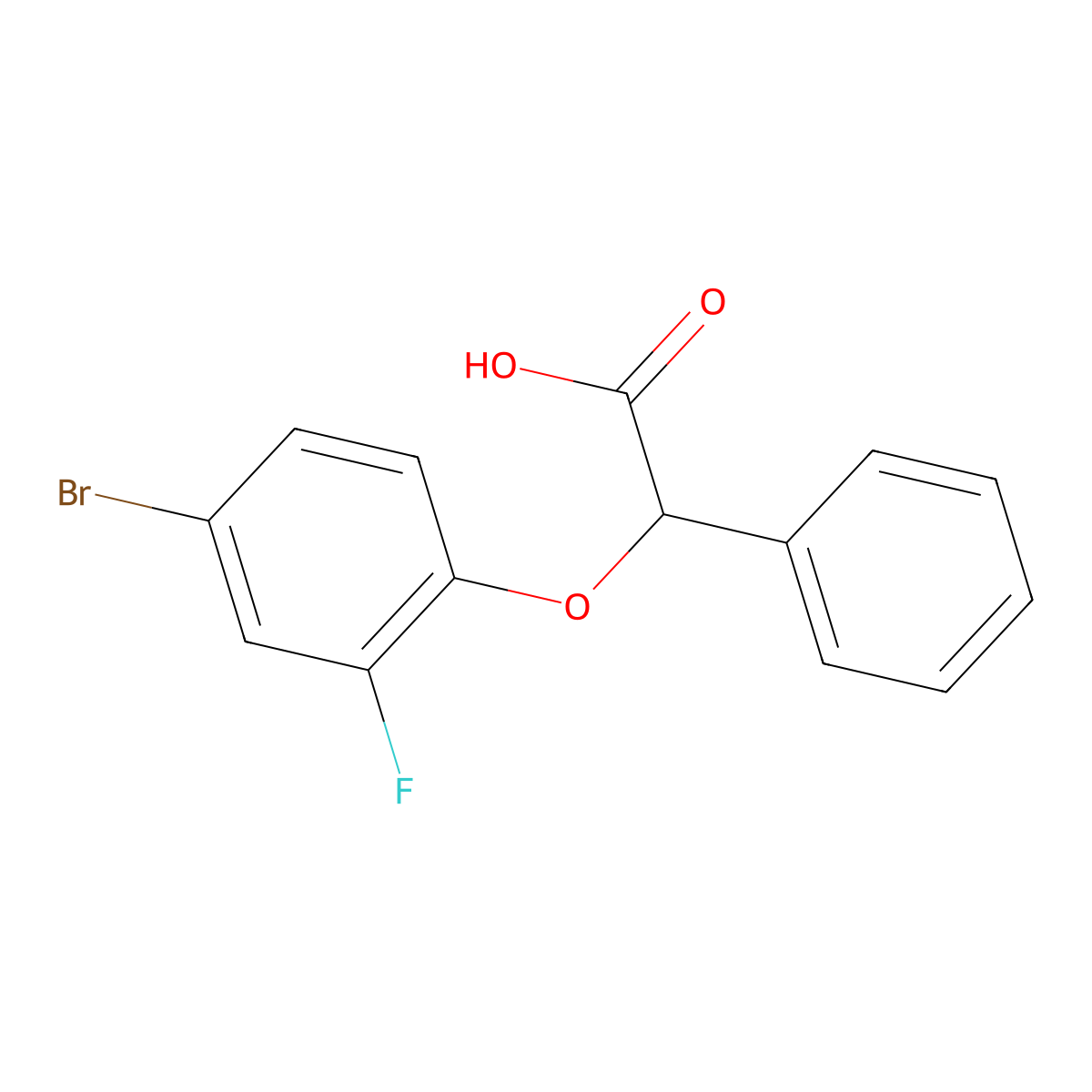 2-(4-Bromo-2-fluorophenoxy)-2-phenylacetic acid molecular structure, CAS 1040314-50-8
