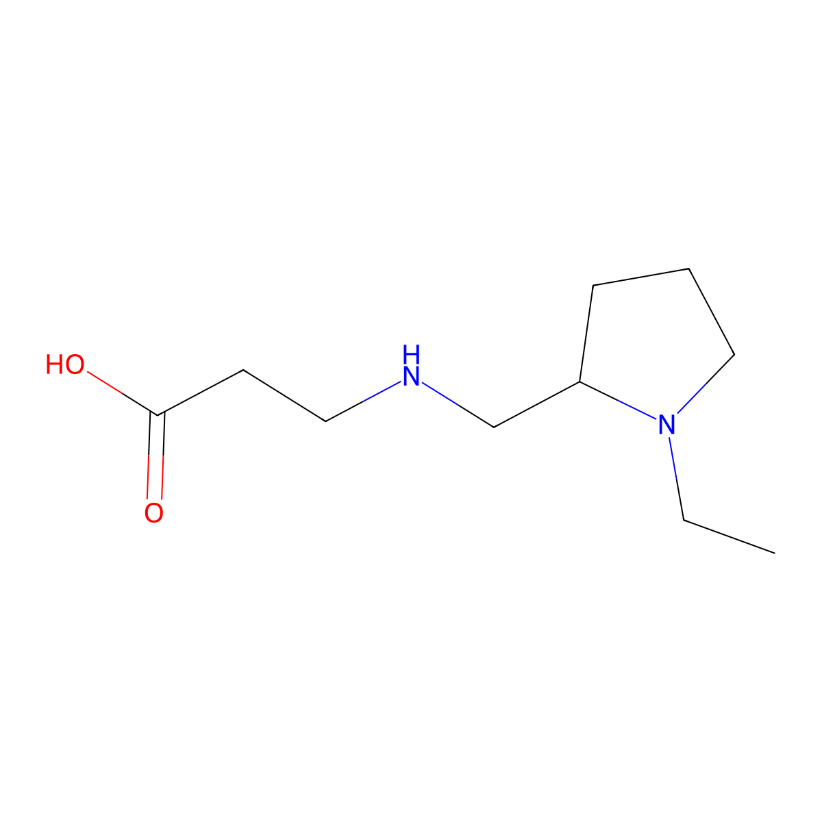 3-{[(1-Ethylpyrrolidin-2-yl)methyl]amino}propanoic acid molecular structure, CAS 1040318-90-8