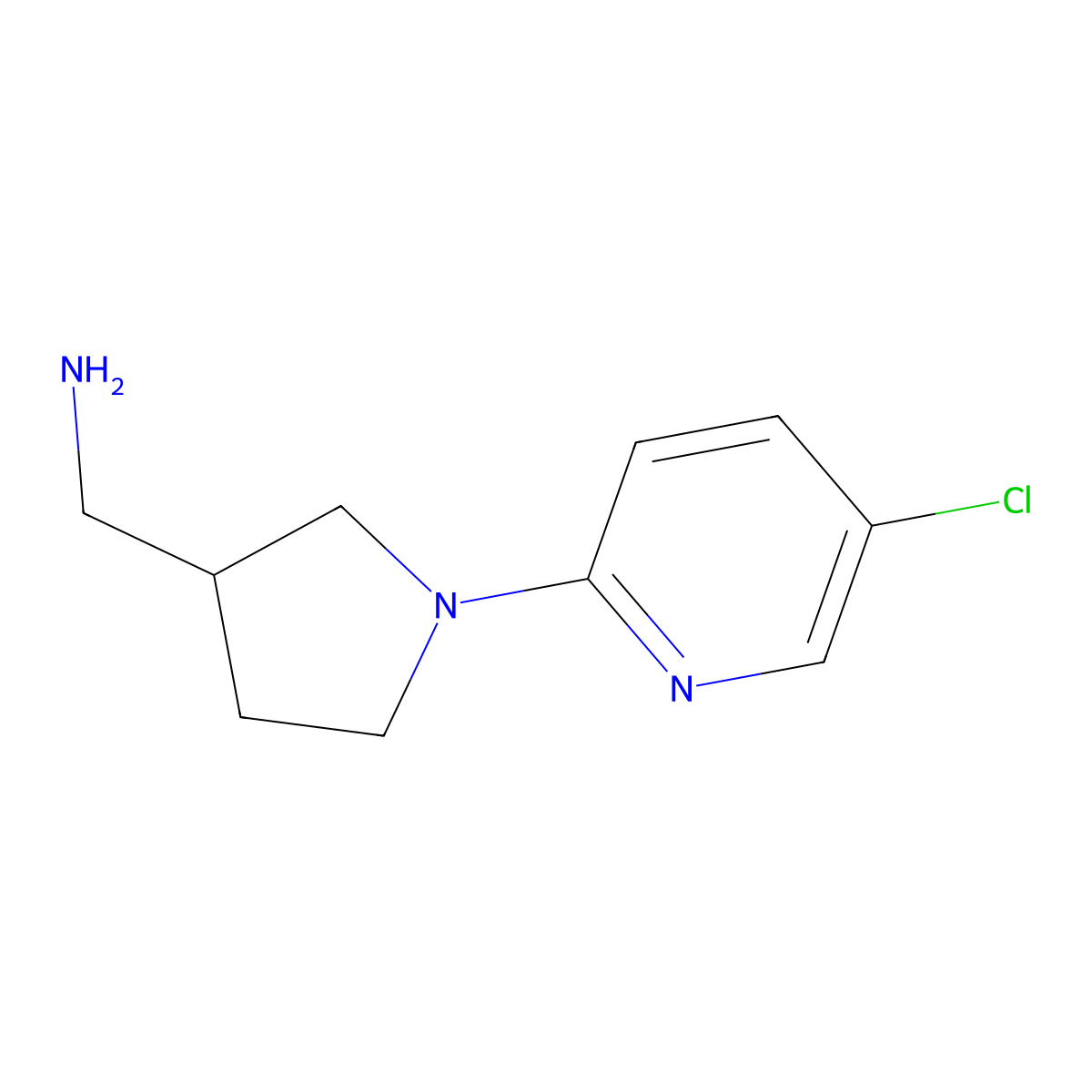 1-[1-(5-Chloropyridin-2-yl)pyrrolidin-3-yl]methanamine molecular structure, CAS 1040319-18-3