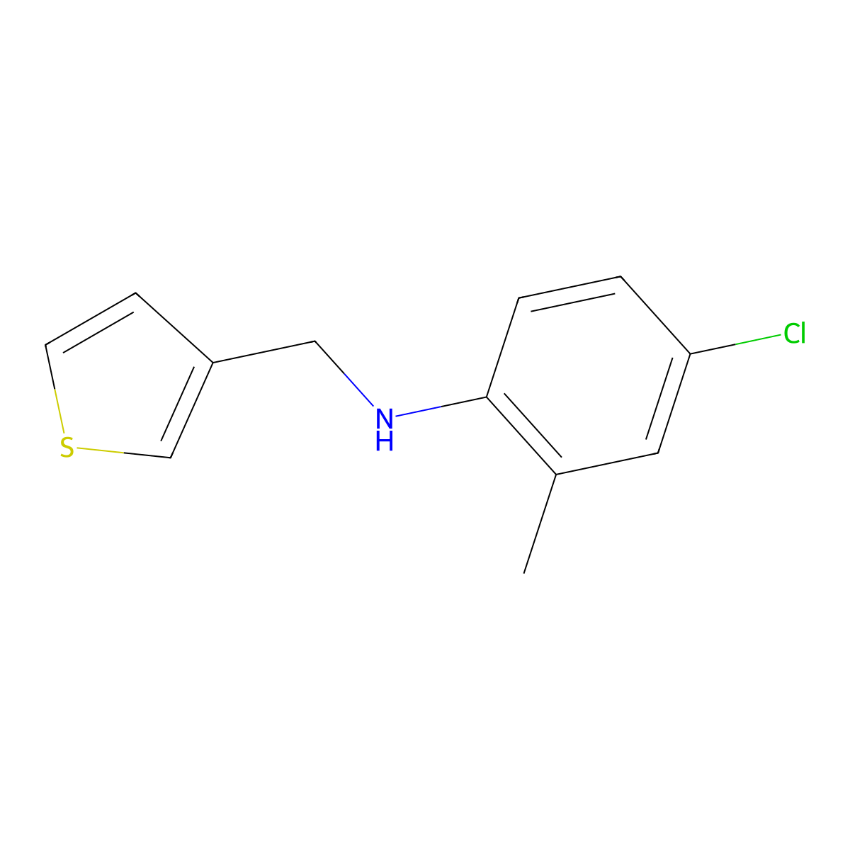4-chloro-2-methyl-N-(thiophen-3-ylmethyl)aniline molecular structure, CAS 1040320-47-5