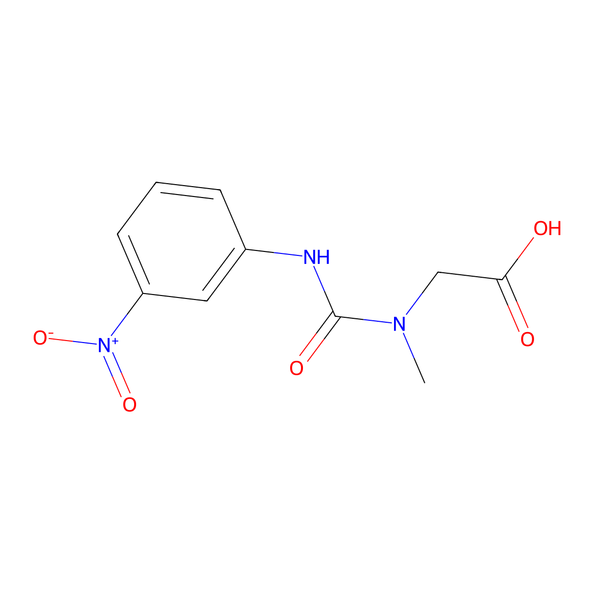 2-{Methyl[(3-nitrophenyl)carbamoyl]amino}acetic acid molecular structure, CAS 1040320-73-7