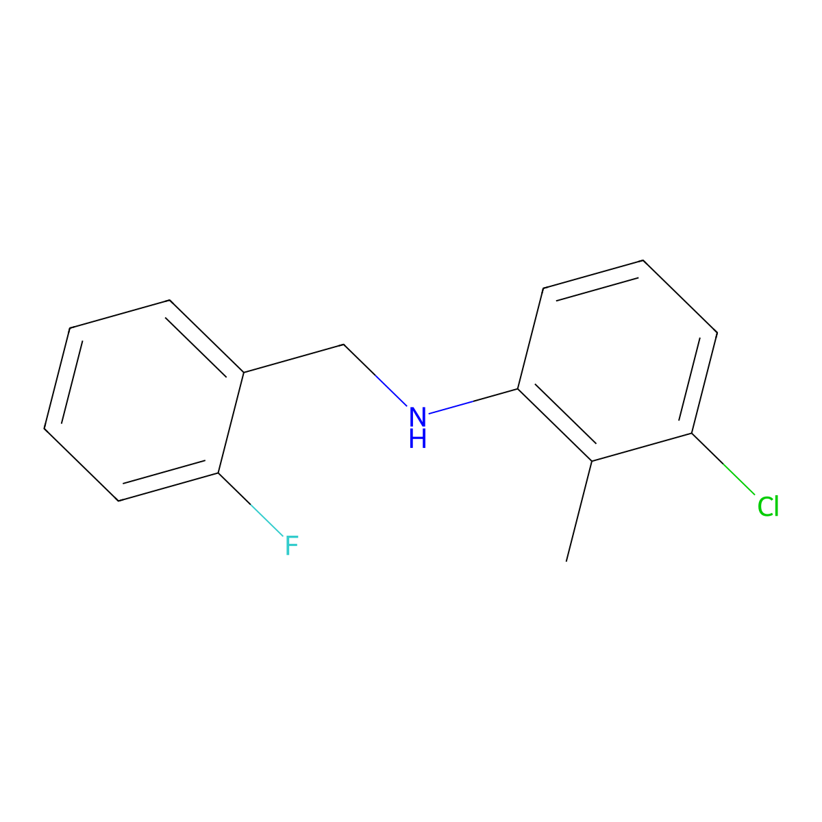 3-Chloro-N-(2-fluorobenzyl)-2-methylaniline molecular structure, CAS 1040321-18-3