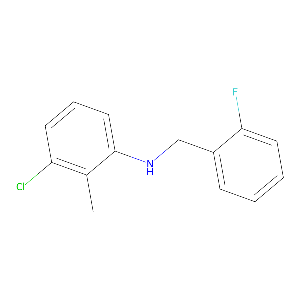 3-Chloro-N-(2-fluorobenzyl)-2-methylaniline molecular structure, CAS 1040321-18-3