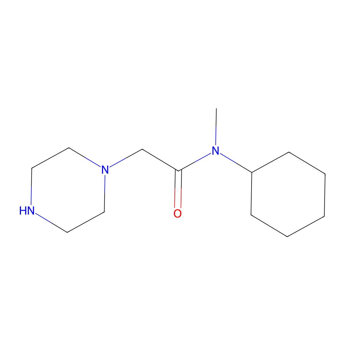 N-cyclohexyl-N-methyl-2-(piperazin-1-yl)acetamide molecular structure, CAS 1040324-59-1