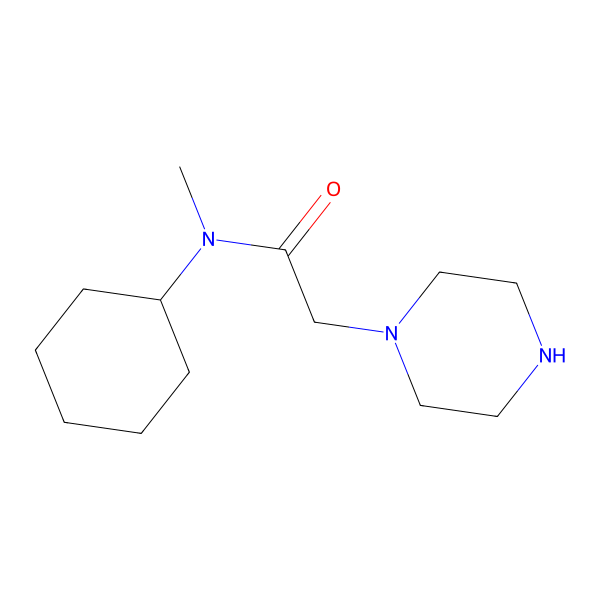 N-cyclohexyl-N-methyl-2-(piperazin-1-yl)acetamide molecular structure, CAS 1040324-59-1