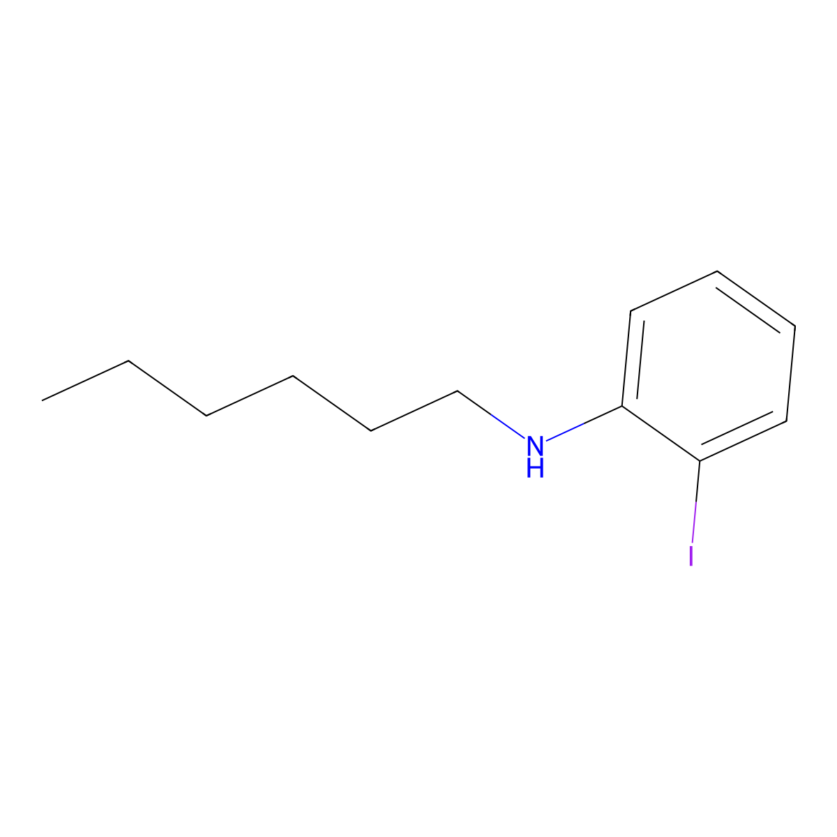 N-hexyl-2-iodoaniline molecular structure, CAS 1040325-13-0