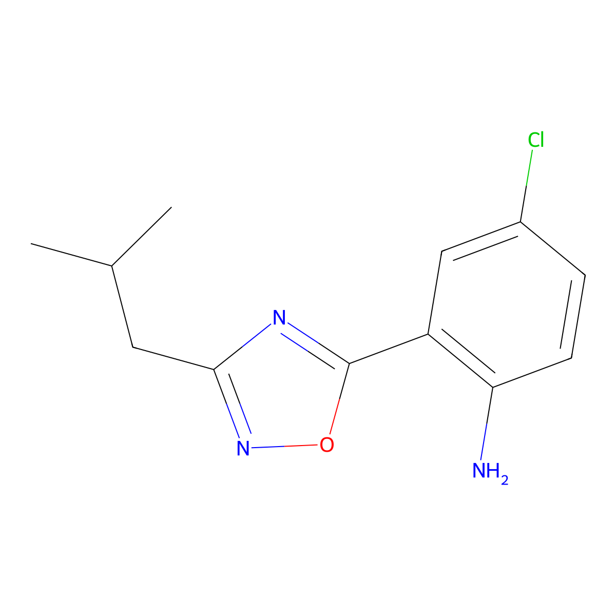 4-Chloro-2-[3-(2-methylpropyl)-1,2,4-oxadiazol-5-yl]aniline molecular structure, CAS 1040329-41-6
