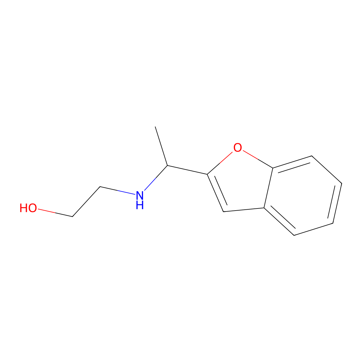 2-{[1-(1-Benzofuran-2-yl)ethyl]amino}ethan-1-ol molecular structure, CAS 1040330-40-2