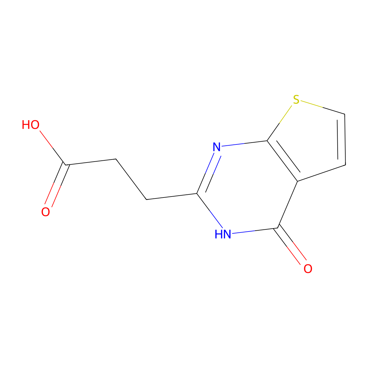 3-(4-oxo-3H-thieno[2,3-d]pyrimidin-2-yl)propanoic acid molecular structure, CAS 1040330-48-0