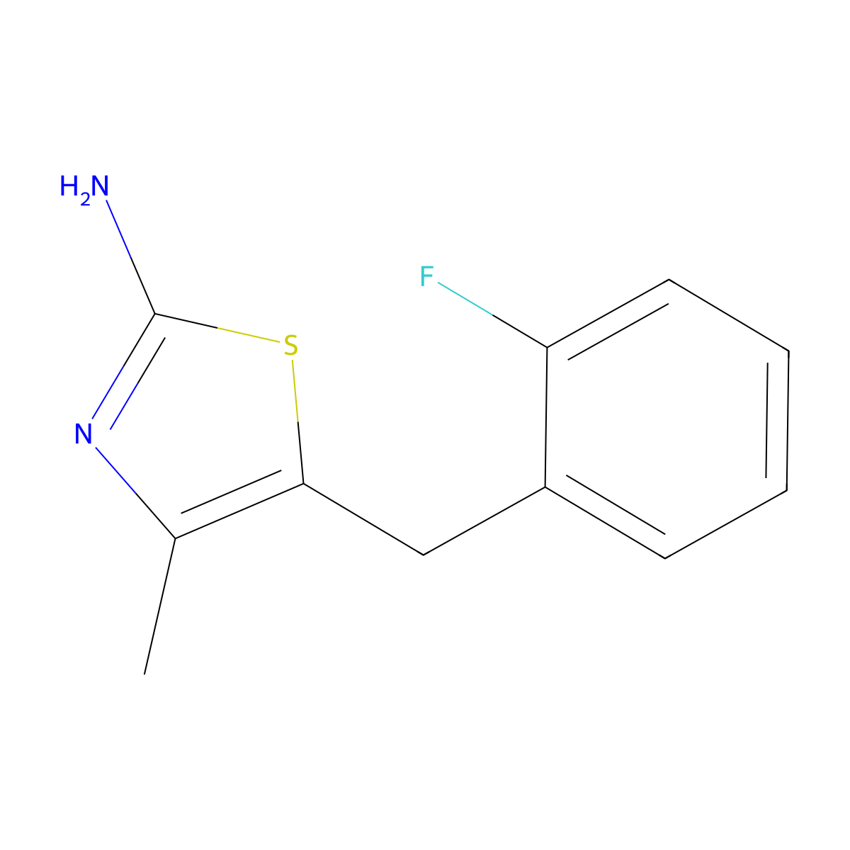 5-(2-Fluorobenzyl)-4-methylthiazol-2-amine molecular structure, CAS 1040331-87-0