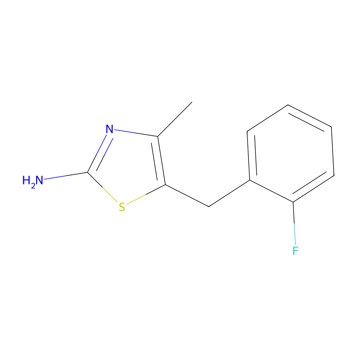 5-(2-Fluorobenzyl)-4-methylthiazol-2-amine molecular structure, CAS 1040331-87-0