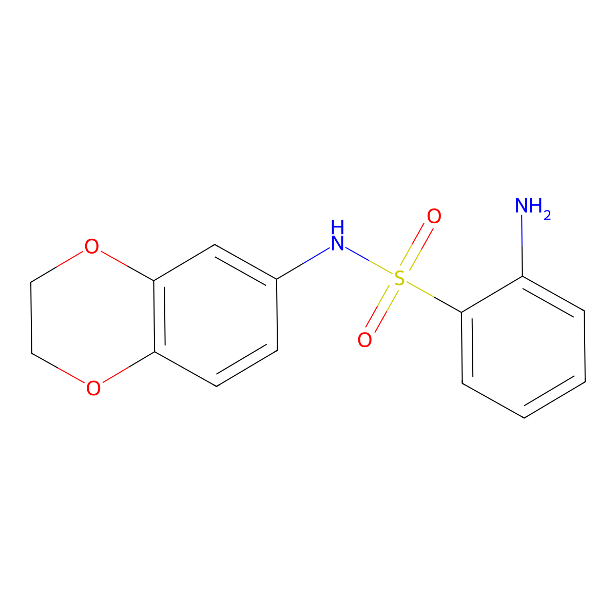 2-amino-N-(2,3-dihydro-1,4-benzodioxin-6-yl)benzene-1-sulfonamide molecular structure, CAS 1040334-54-0