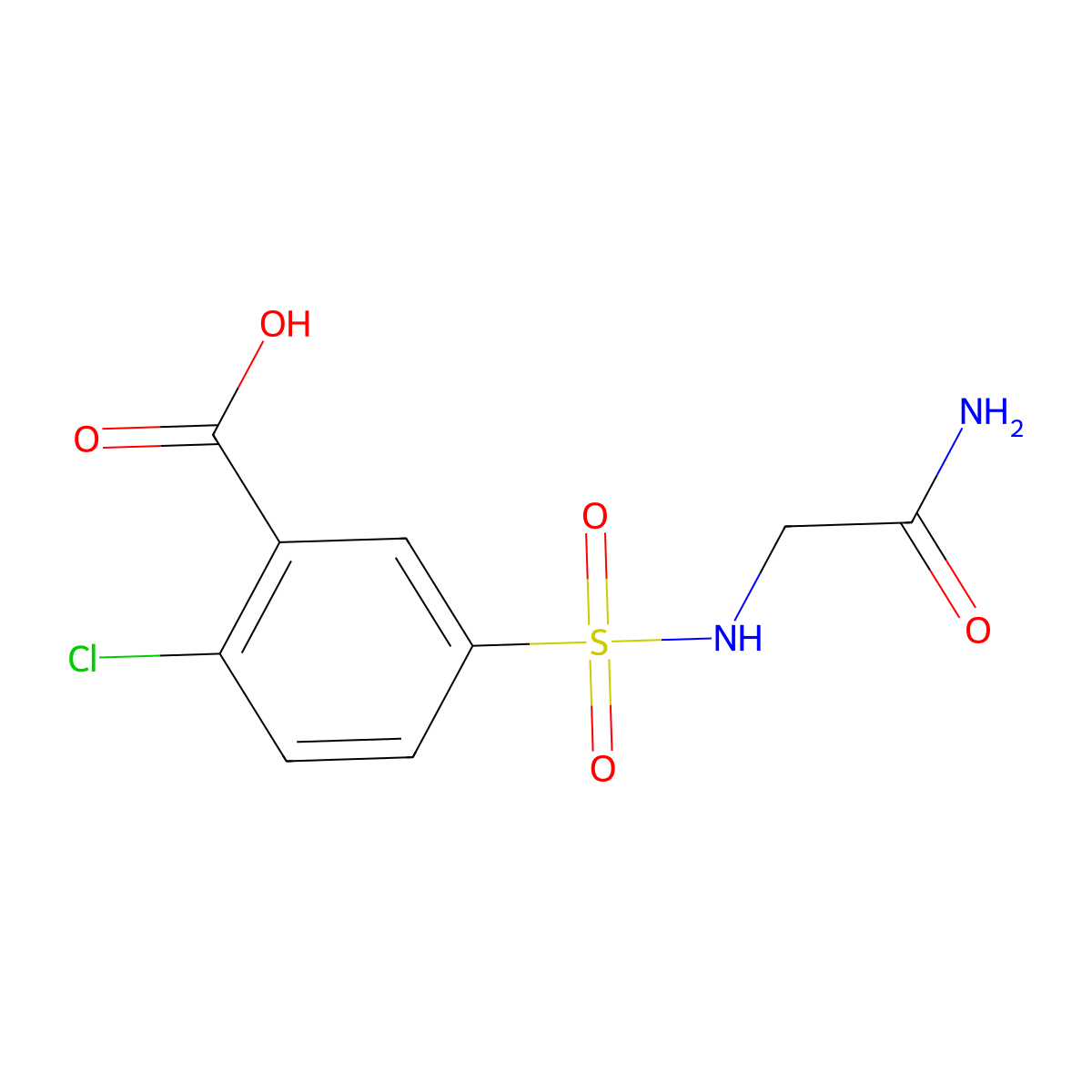 5-[(Carbamoylmethyl)sulfamoyl]-2-chlorobenzoic acid molecular structure, CAS 1040335-21-4