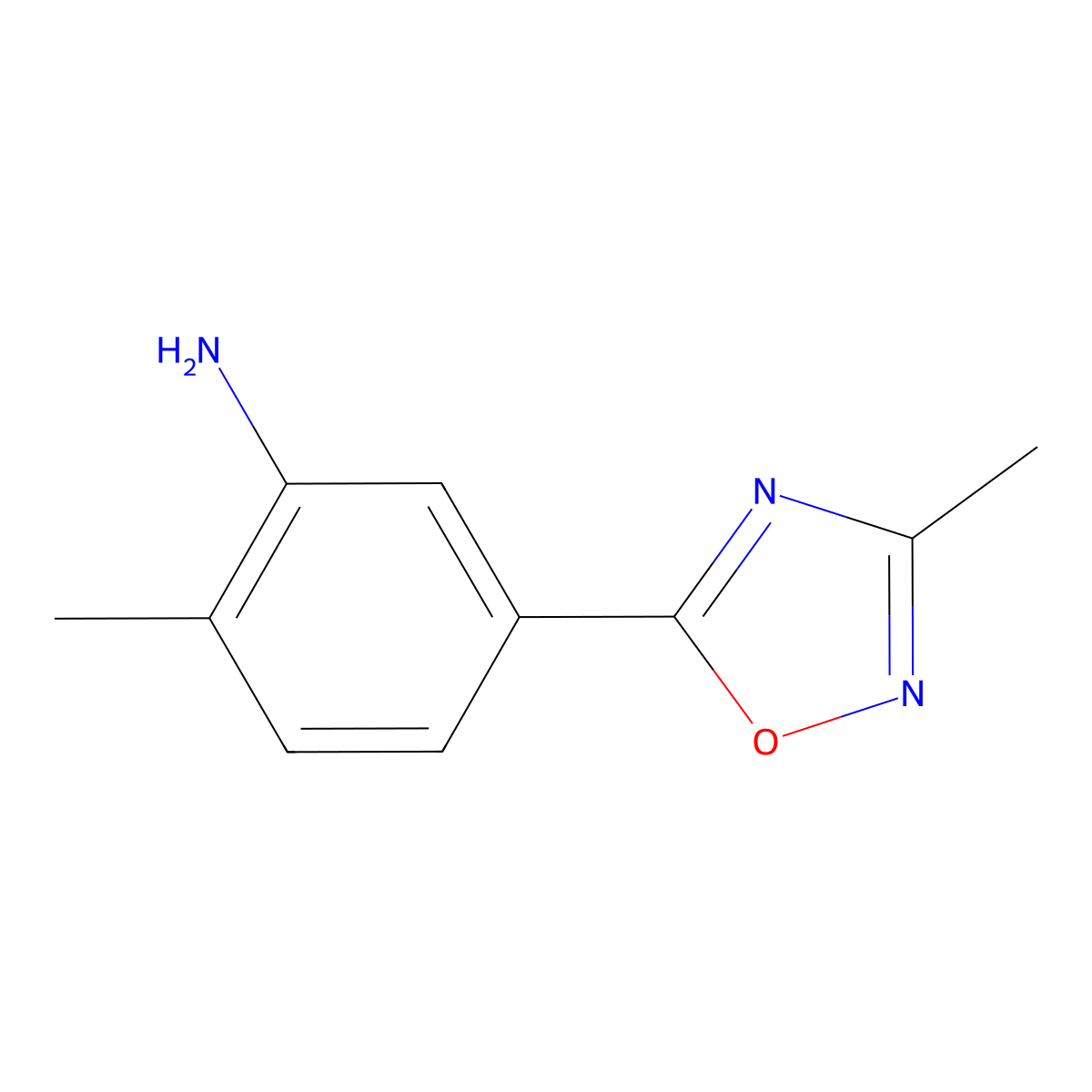 2-Methyl-5-(3-methyl-1,2,4-oxadiazol-5-yl)aniline molecular structure, CAS 1040336-24-0
