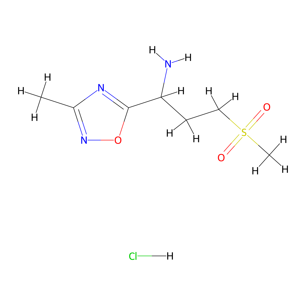 1-(3-Methyl-1,2,4-oxadiazol-5-yl)-3-(methylsulfonyl)propan-1-amine hydrochloride molecular structure, CAS 1040336-96-6