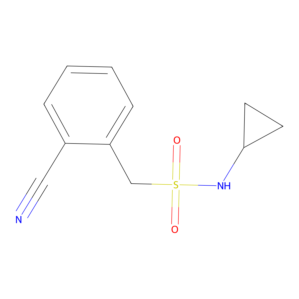 1-(2-cyanophenyl)-N-cyclopropylmethanesulfonamide molecular structure, CAS 1040339-14-7