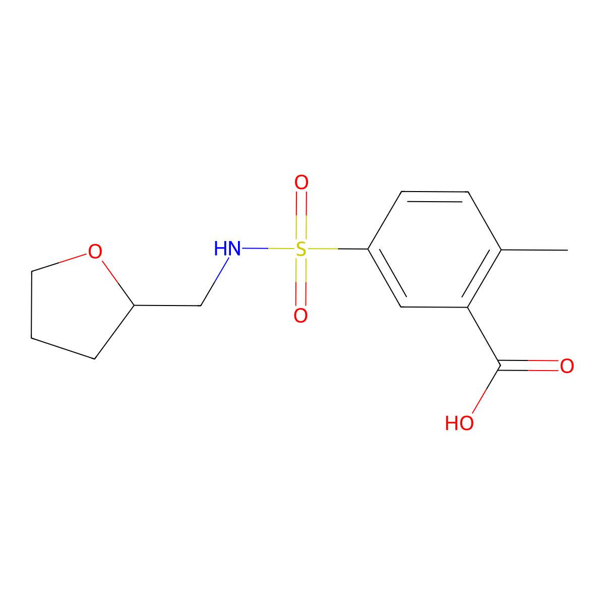 2-Methyl-5-[(oxolan-2-ylmethyl)sulfamoyl]benzoic acid molecular structure, CAS 1040340-53-1
