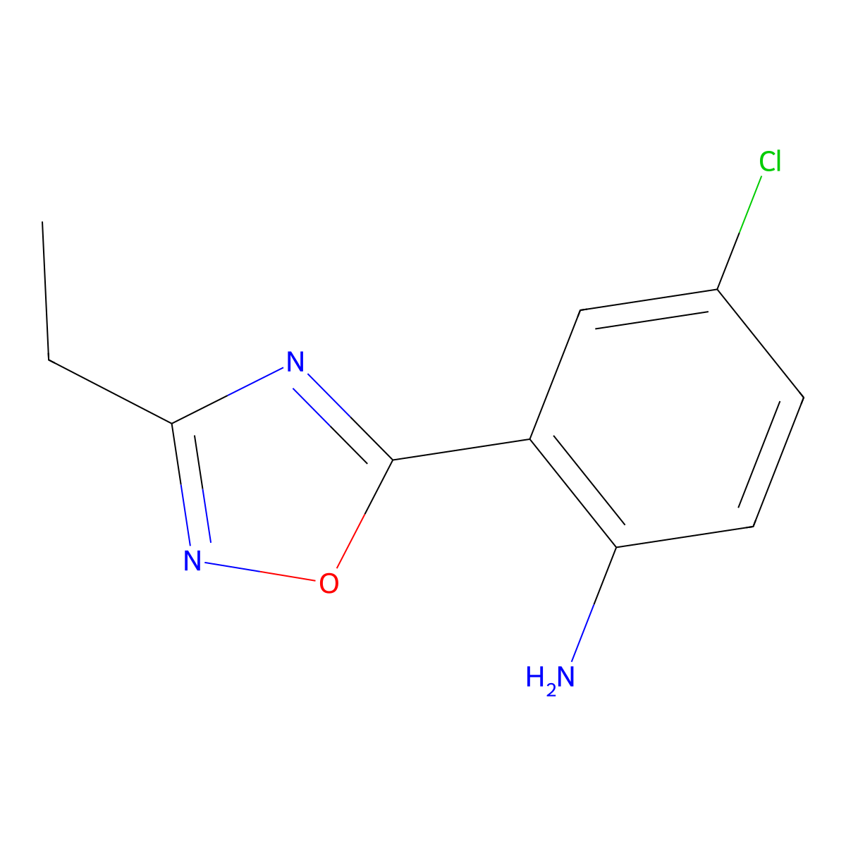 4-Chloro-2-(3-ethyl-1,2,4-oxadiazol-5-yl)aniline molecular structure, CAS 1040345-45-6