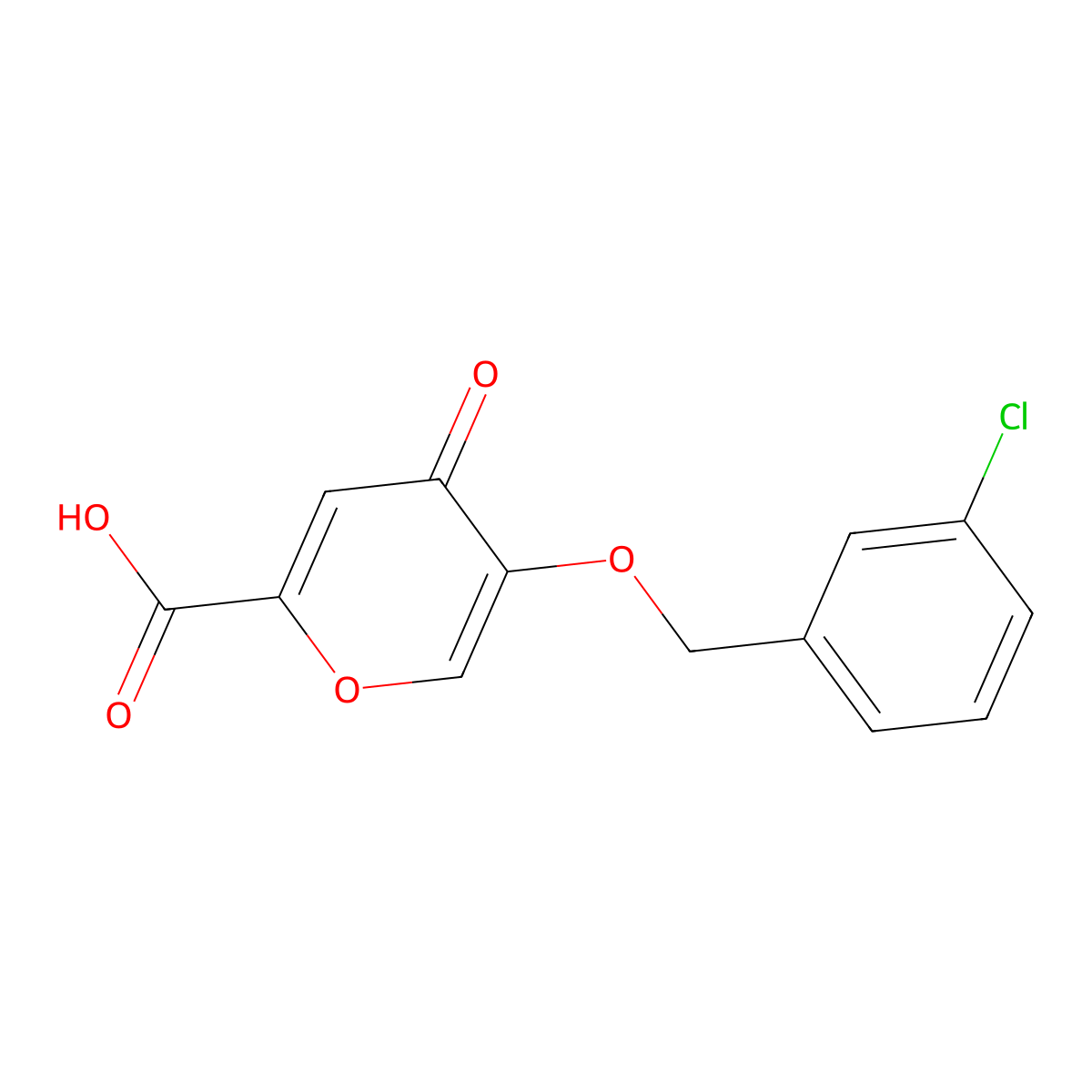 5-((3-Chlorobenzyl)oxy)-4-oxo-4H-pyran-2-carboxylic acid molecular structure, CAS 1040349-00-5