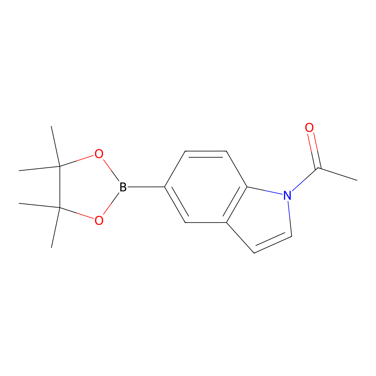 1-(5-(4,4,5,5-Tetramethyl-1,3,2-dioxaborolan-2-YL)-1H-indol-1-YL)ethanone molecular structure, CAS 1040367-73-4