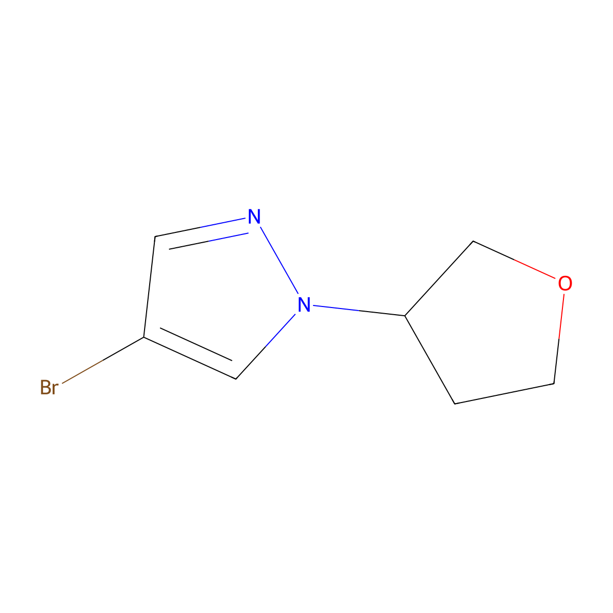 4-bromo-1-(oxolan-3-yl)-1H-pyrazole molecular structure, CAS 1040377-07-8