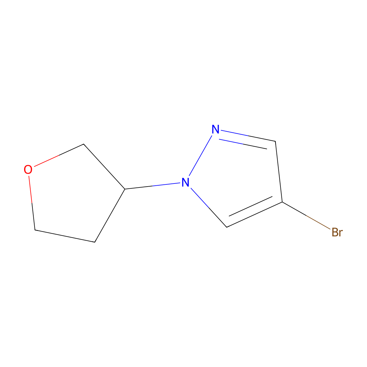 4-bromo-1-(oxolan-3-yl)-1H-pyrazole molecular structure, CAS 1040377-07-8