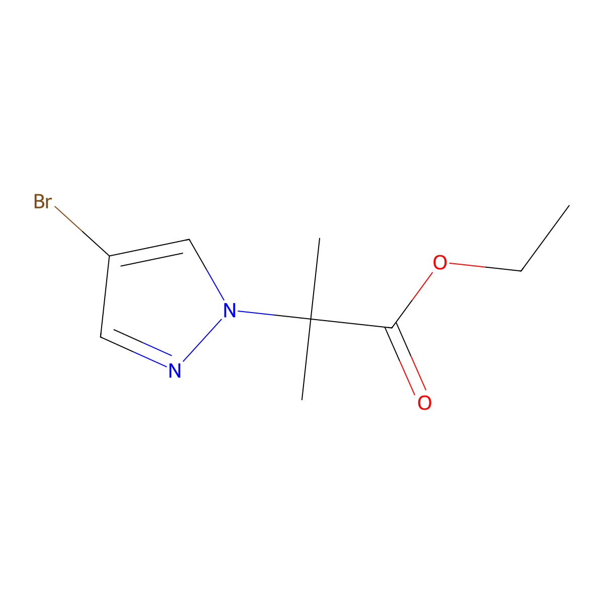 Ethyl 2-(4-bromo-1H-pyrazol-1-yl)-2-methylpropanoate molecular structure, CAS 1040377-17-0
