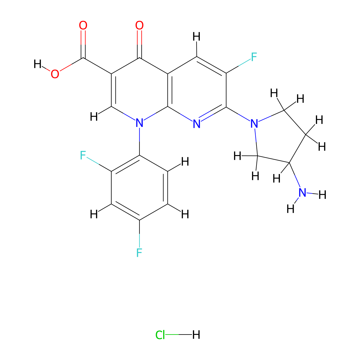 Tosufloxacin hydrochloride molecular structure, CAS 104051-69-6