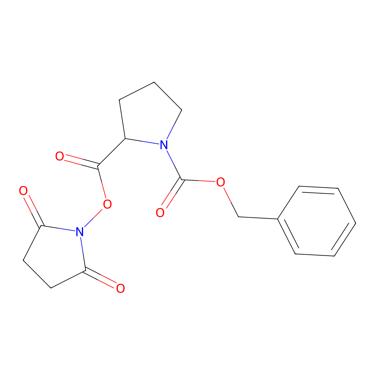 (R)-1-Benzyl 2-(2,5-dioxopyrrolidin-1-yl) pyrrolidine-1,2-dicarboxylate molecular structure, CAS 104055-24-5