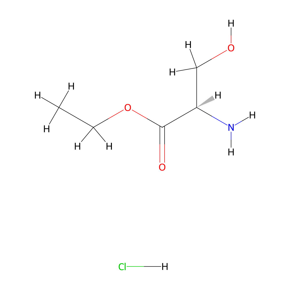 ethyl (2R)-2-amino-3-hydroxypropanoate hydrochloride molecular structure, CAS 104055-46-1