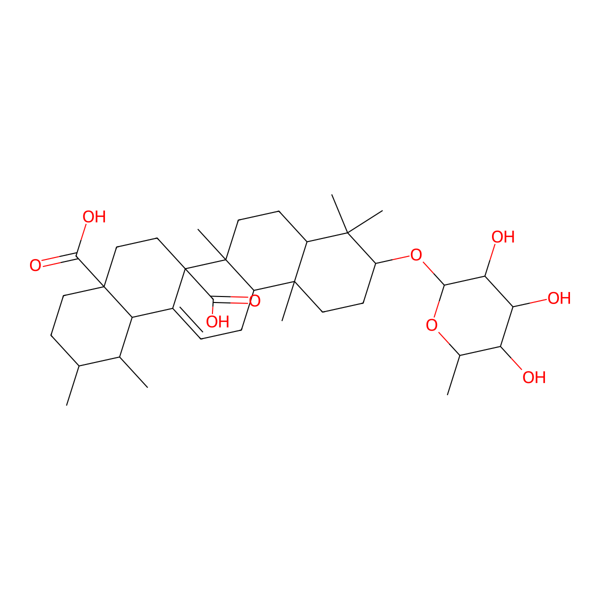 Quinovic acid 3-O-alpha-L-rhamnopyranoside molecular structure, CAS 104055-76-7