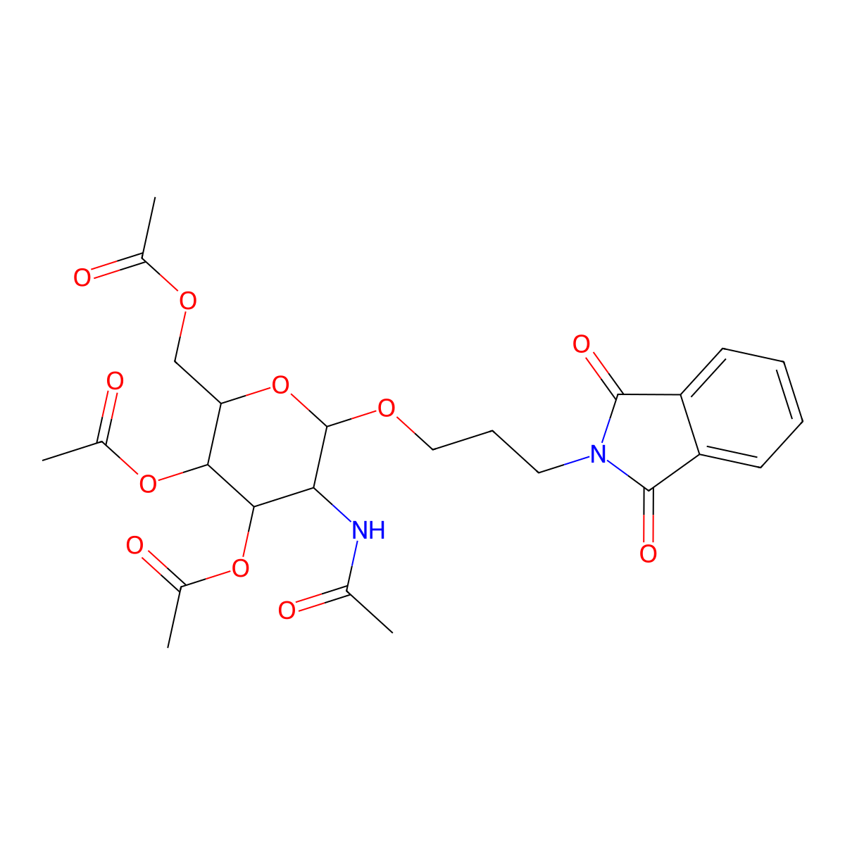 [5-Acetamido-3,4-diacetyloxy-6-[3-(1,3-dioxoisoindol-2-yl)propoxy]oxan-2-yl]methyl acetate molecular structure, CAS 1040554-16-2