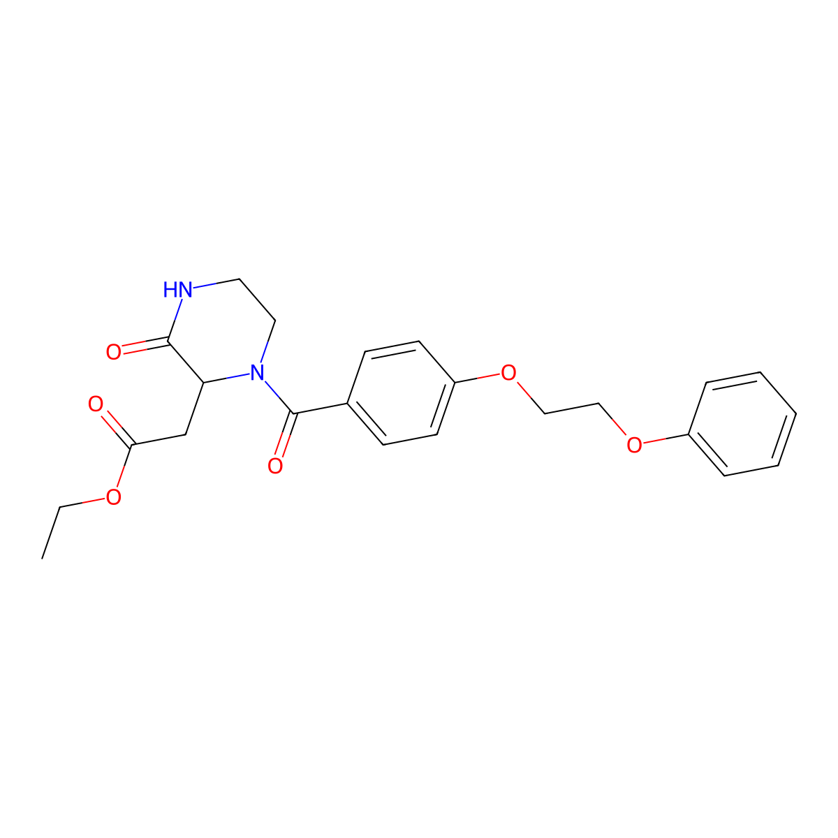 Ethyl 2-[3-oxo-1-[4-(2-phenoxyethoxy)benzoyl]piperazin-2-yl]acetate molecular structure, CAS 1040555-00-7