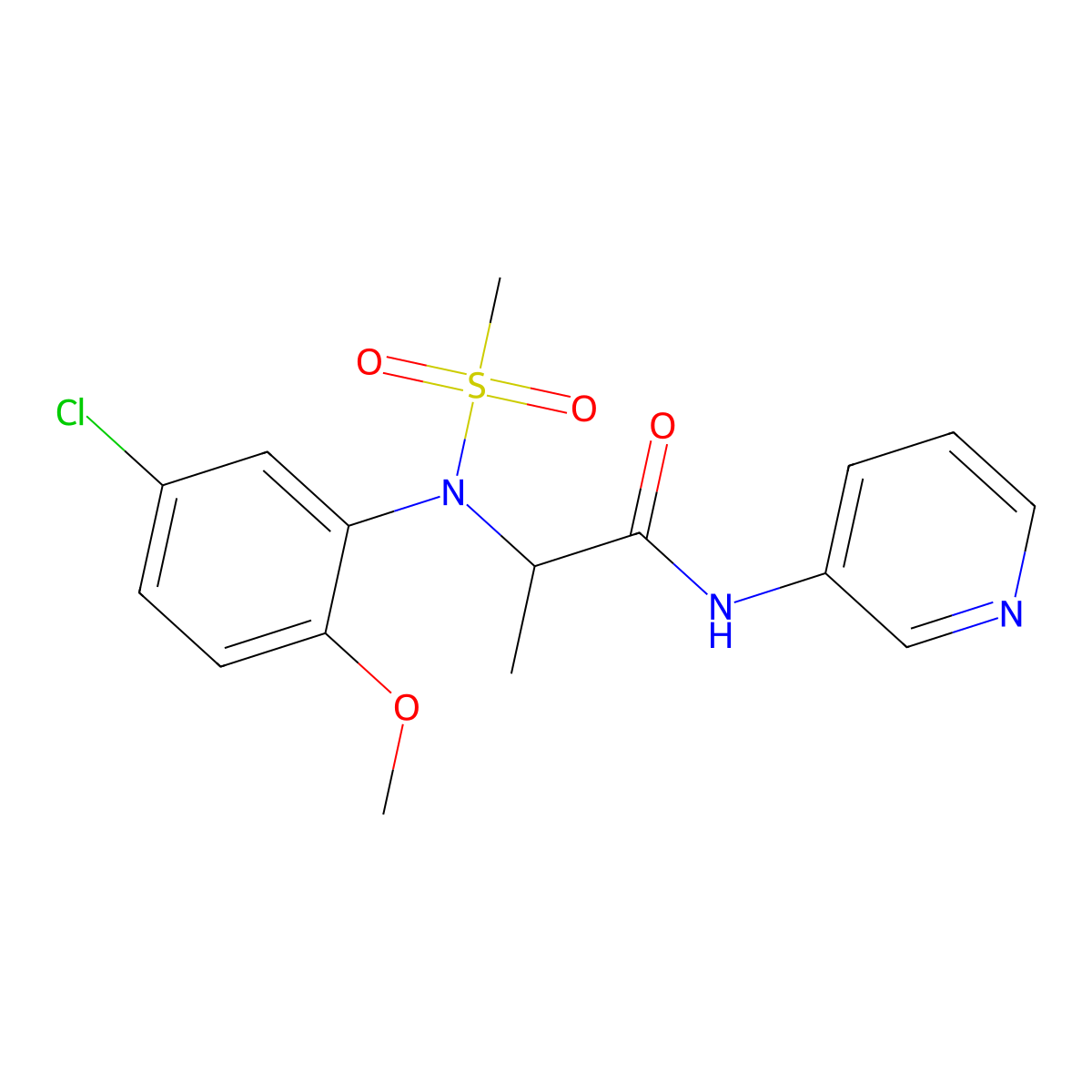 2-(5-chloro-2-methoxy-N-methylsulfonylanilino)-N-pyridin-3-ylpropanamide molecular structure, CAS 1040555-53-0