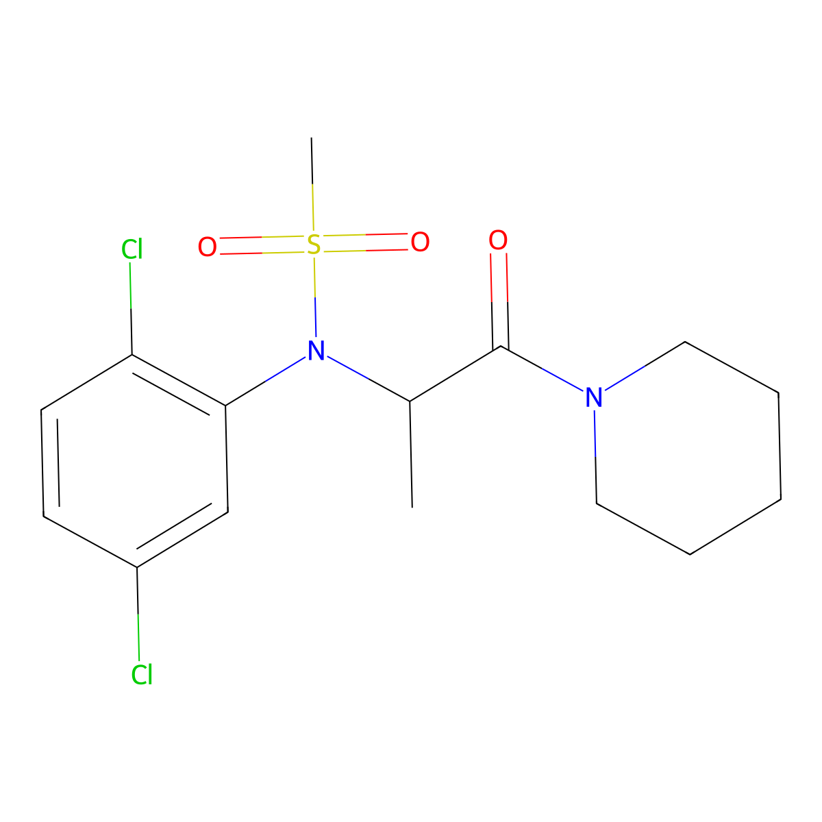 N-(2,5-dichlorophenyl)-N-(1-oxo-1-piperidin-1-ylpropan-2-yl)methanesulfonamide molecular structure, CAS 1040555-65-4