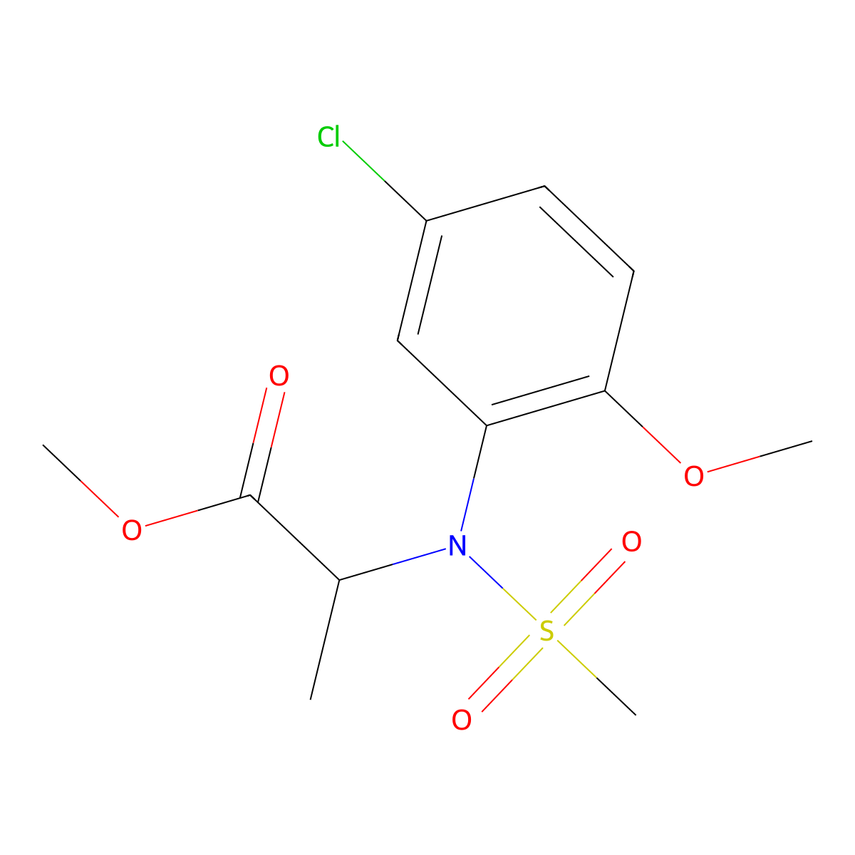 Methyl N-(5-chloro-2-methoxyphenyl)-N-(methylsulfonyl)alaninate molecular structure, CAS 1040555-74-5