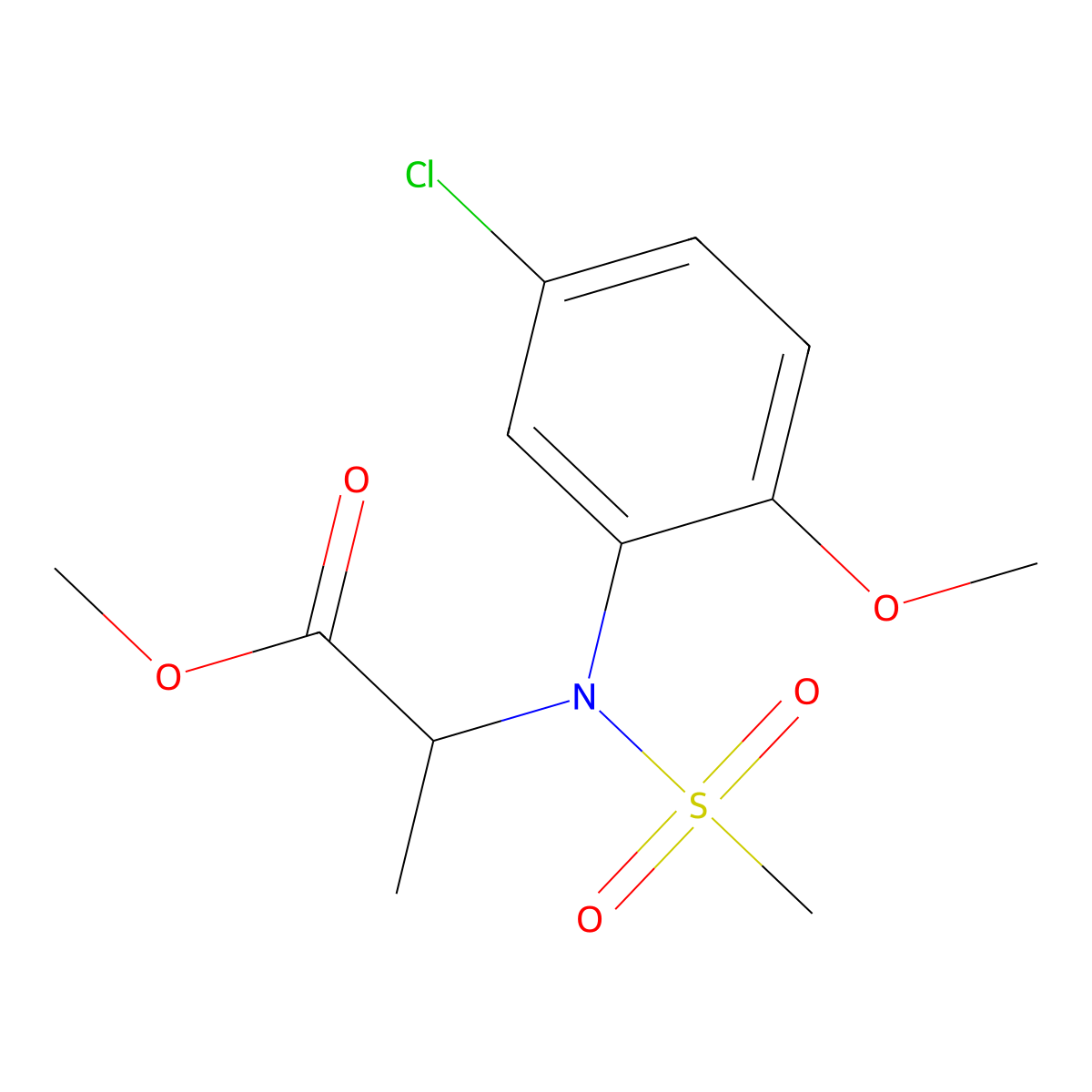 Methyl N-(5-chloro-2-methoxyphenyl)-N-(methylsulfonyl)alaninate molecular structure, CAS 1040555-74-5