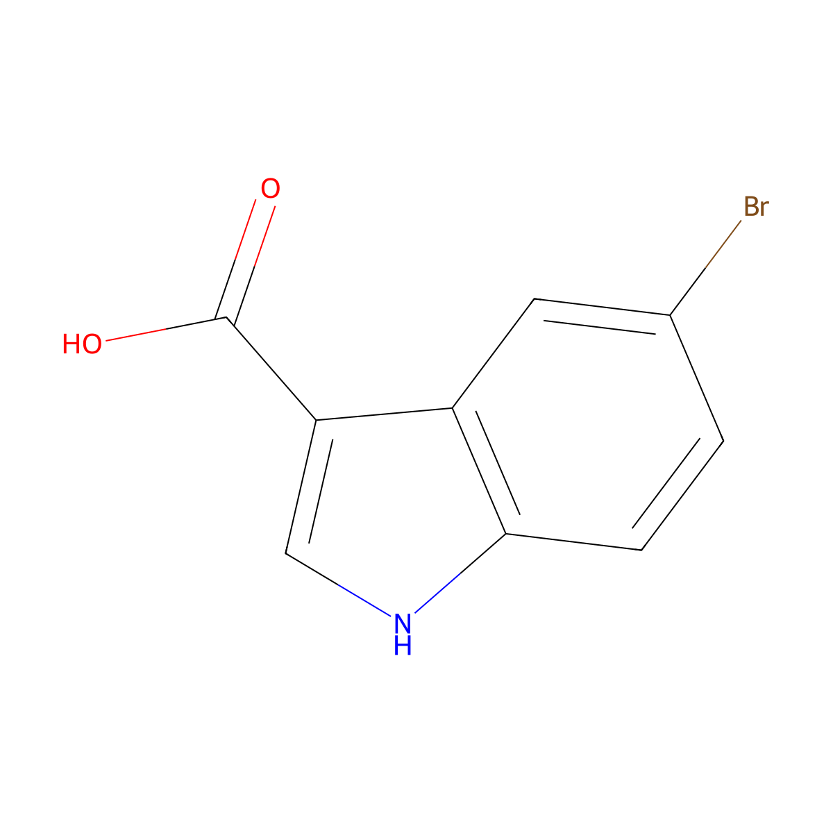 5-bromo-1H-indole-3-carboxylic acid molecular structure, CAS 10406-06-1