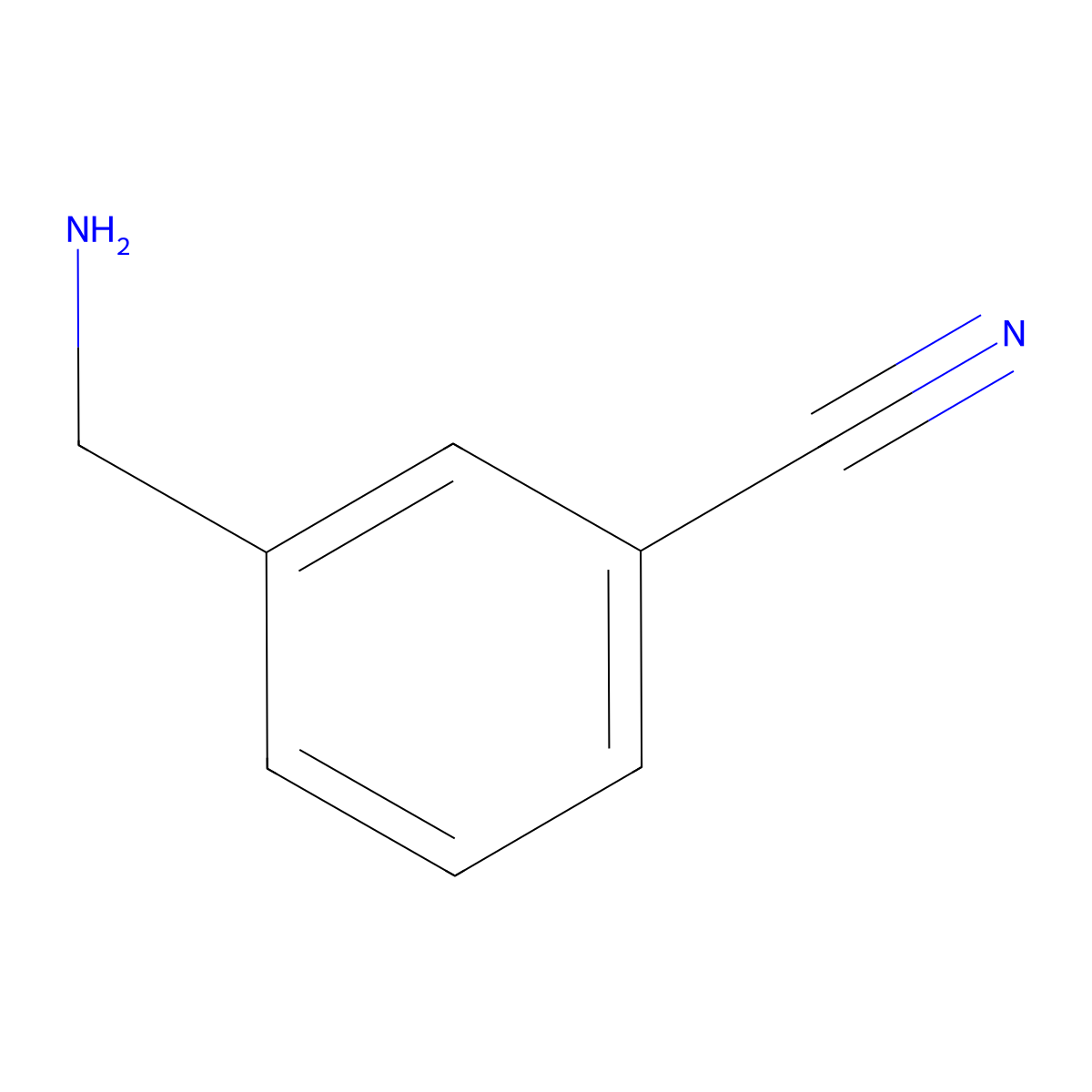 Benzonitrile, 3-(aminomethyl)- molecular structure, CAS 10406-24-3
