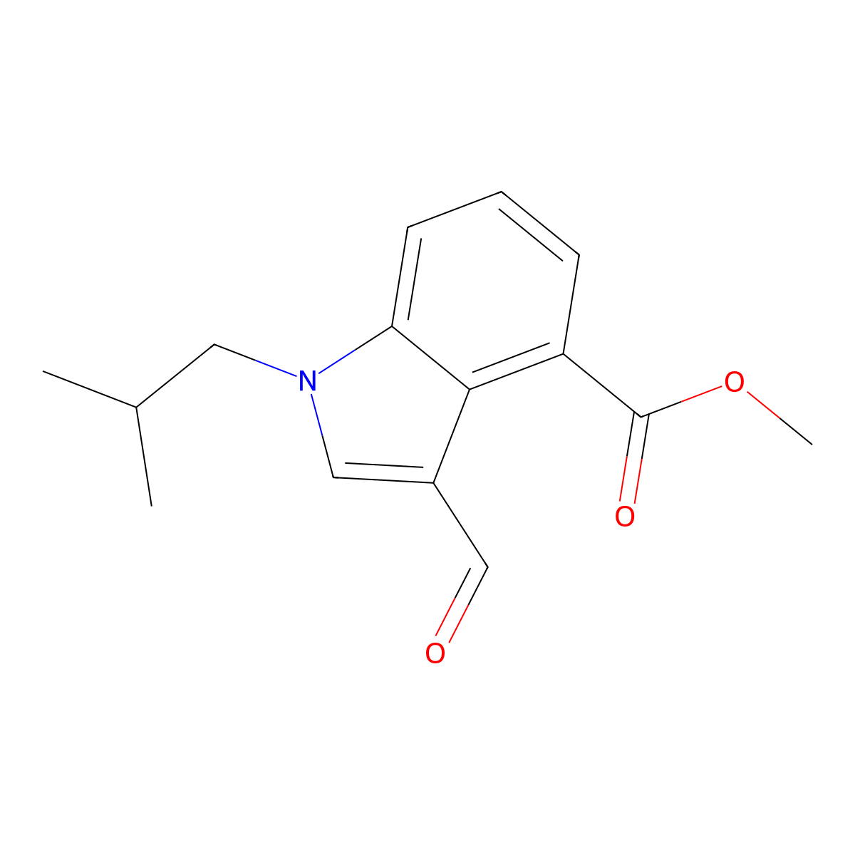 Methyl 3-formyl-1-isobutyl-indole-4-carboxylate molecular structure, CAS 1040631-41-1
