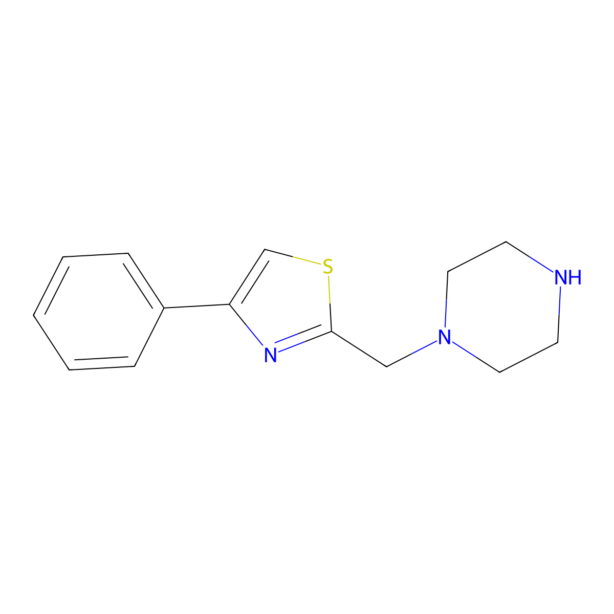 1-[(4-Phenyl-1,3-thiazol-2-yl)methyl]piperazine molecular structure, CAS 1040631-43-3
