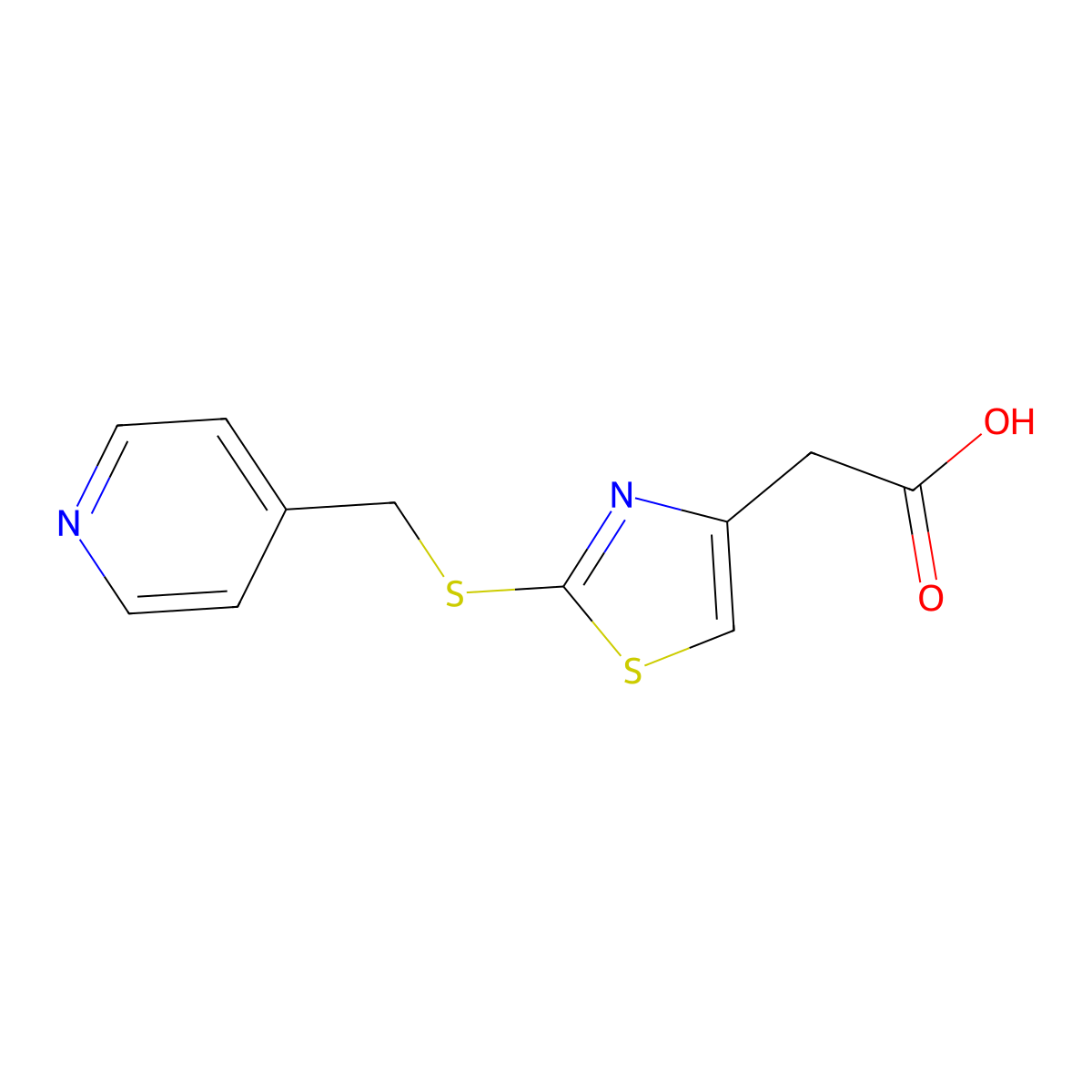 {2-[(Pyridin-4-ylmethyl)thio]-1,3-thiazol-4-yl}acetic acid molecular structure, CAS 1040631-48-8