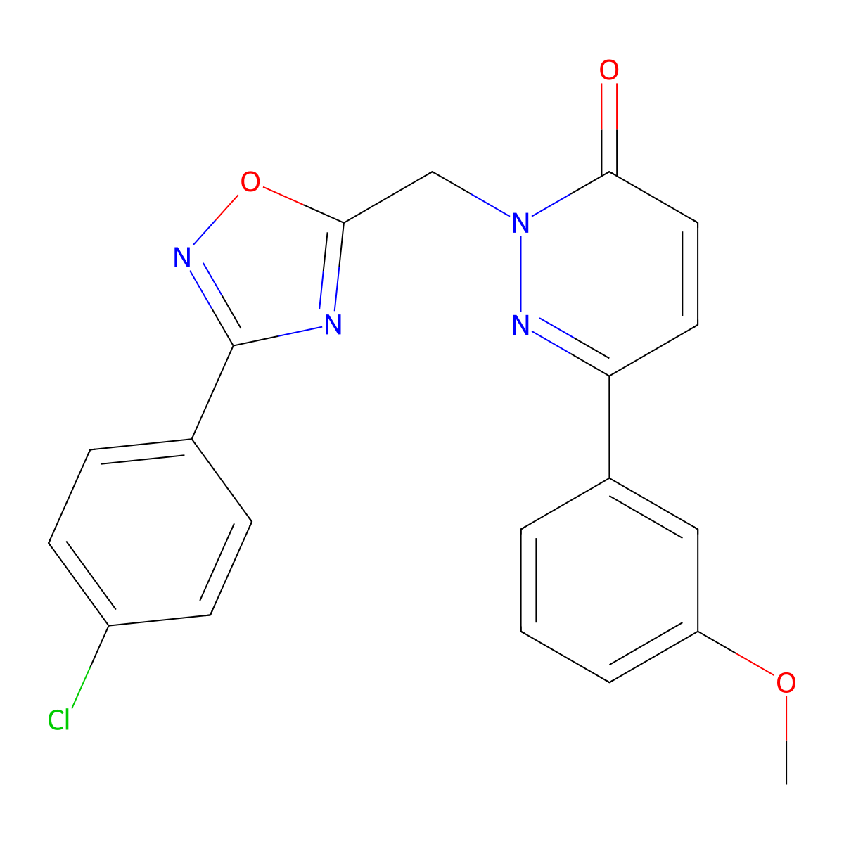 2-[[3-(4-Chlorophenyl)-1,2,4-oxadiazol-5-yl]methyl]-6-(3-methoxyphenyl)-3(2H)-pyridazinone molecular structure, CAS 1040631-50-2