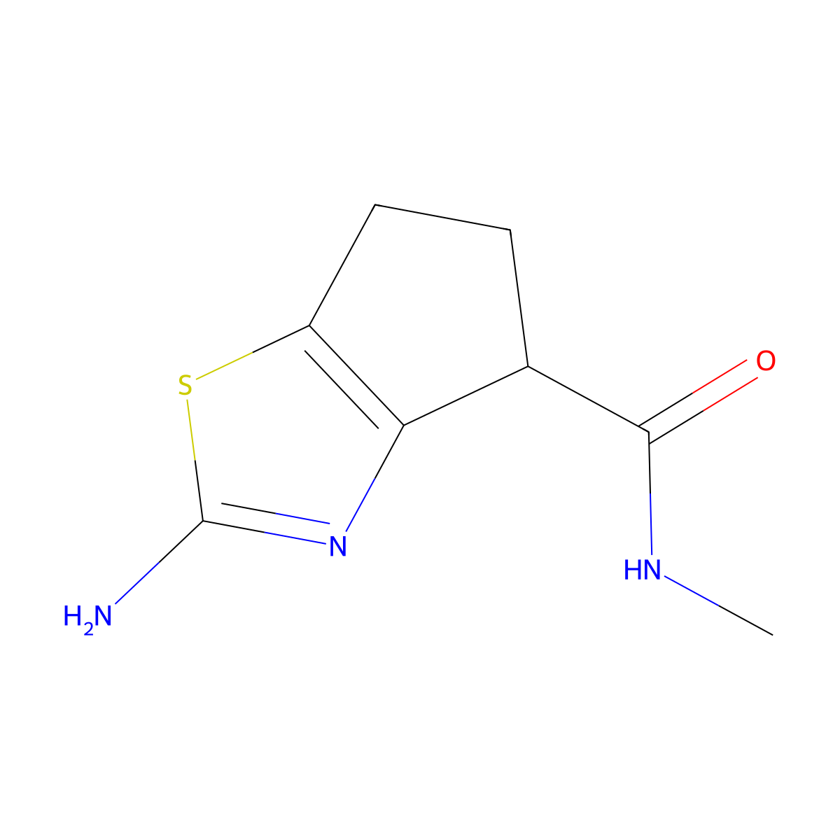 2-Amino-N-methyl-5,6-dihydro-4H-cyclopenta[d][1,3]thiazole-4-carboxamide molecular structure, CAS 1040631-51-3